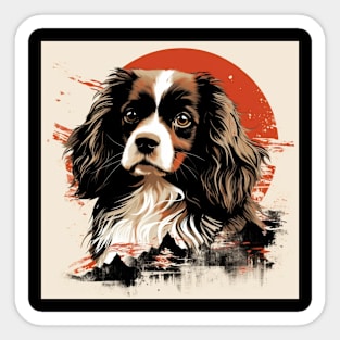 Japanese Spaniel with a splash of color Sticker